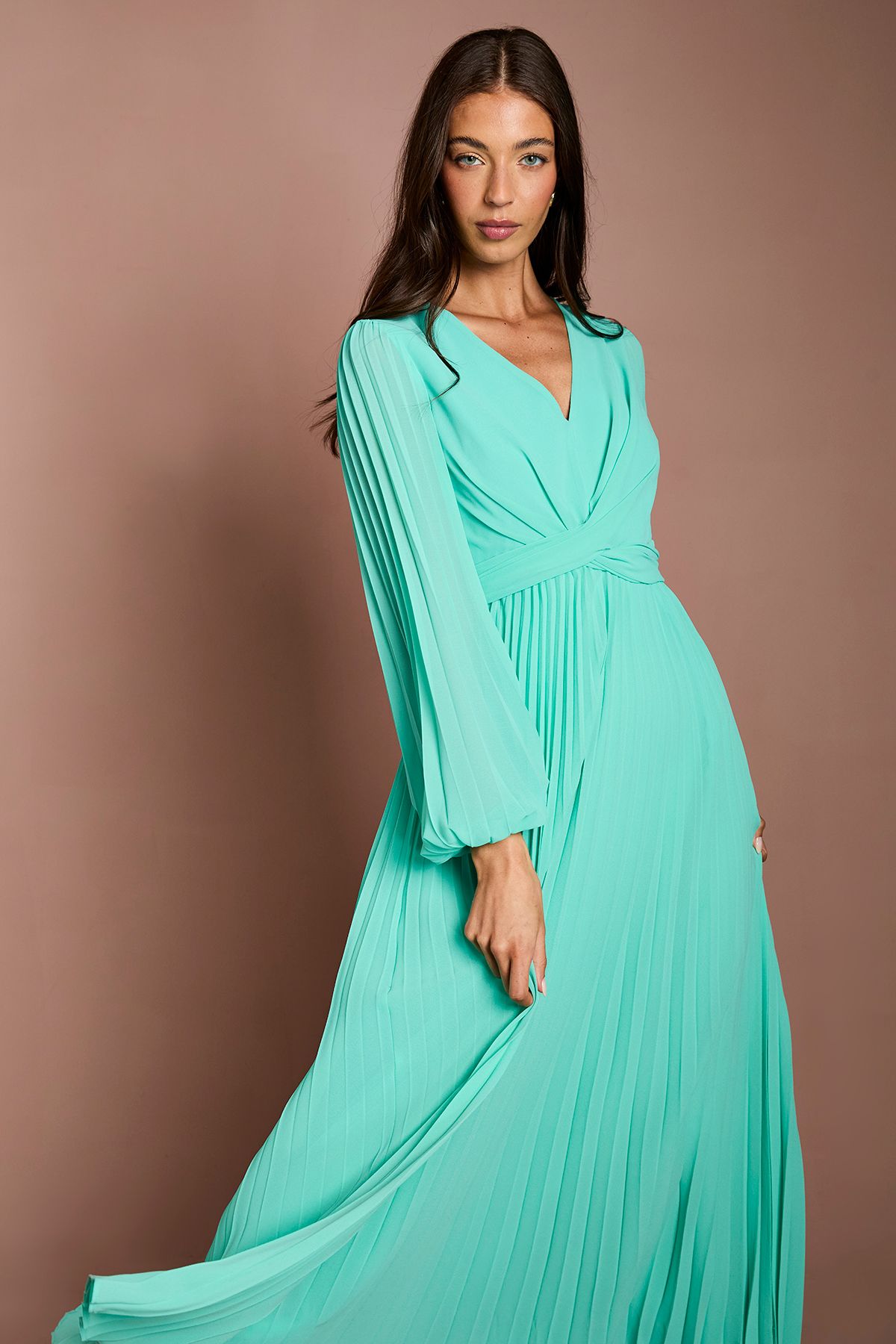 Coast Pleated Wrap Front Dress