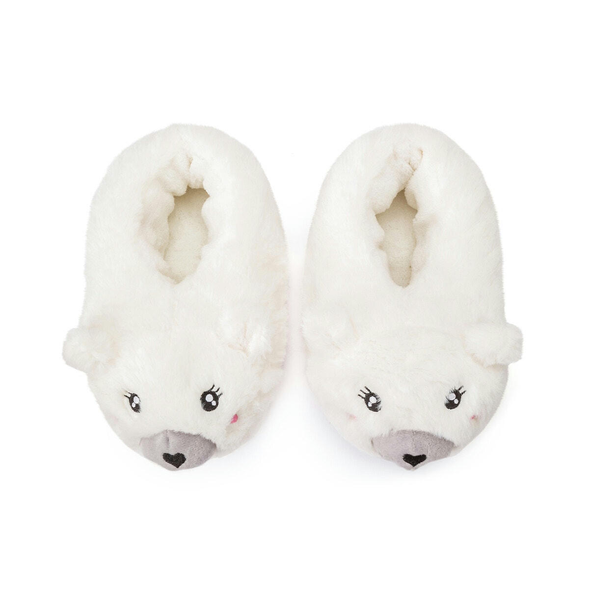 Chaussons chauds peluche tête d'ours à enfiler