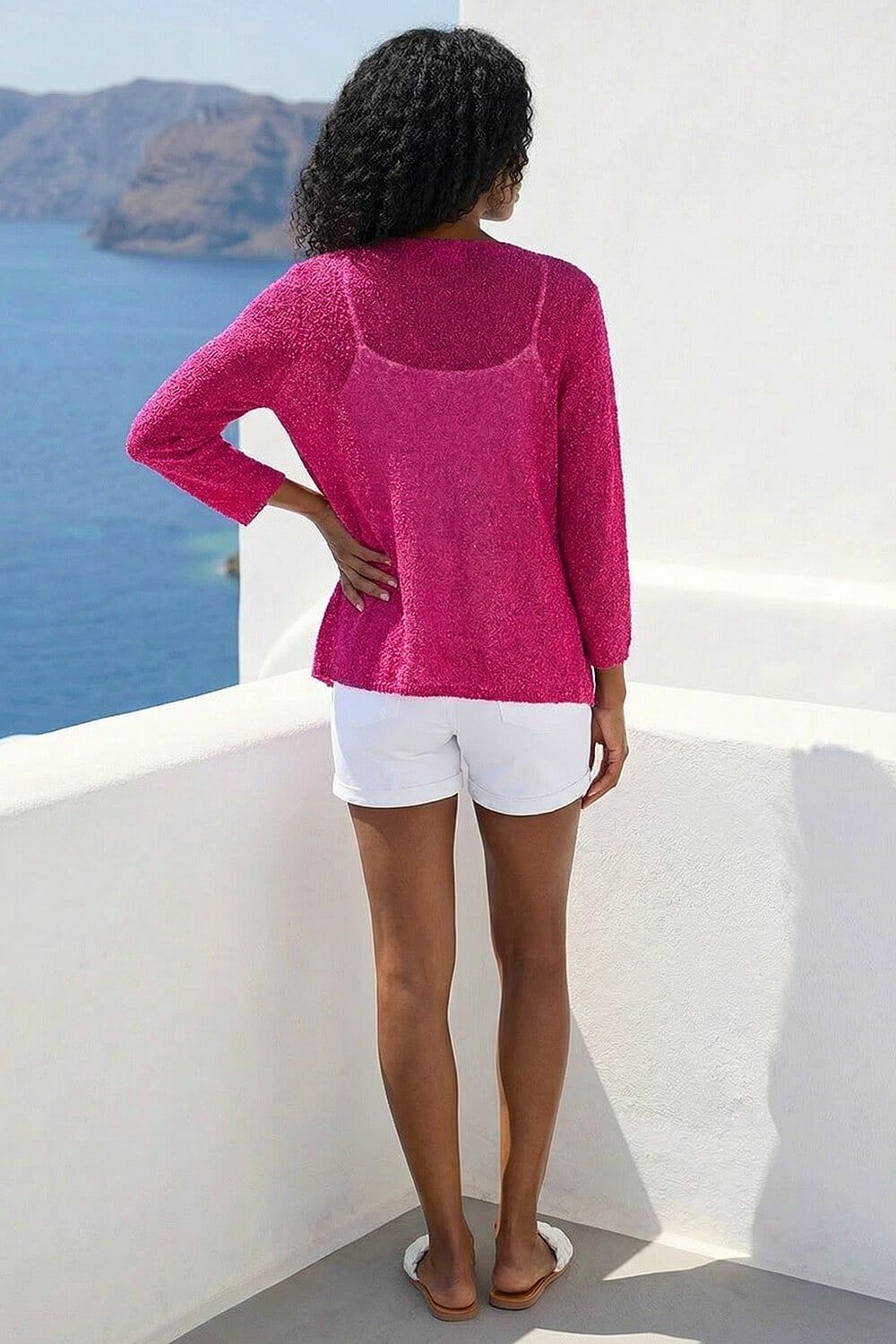 Roman Textured Shimmer Knit Shrug