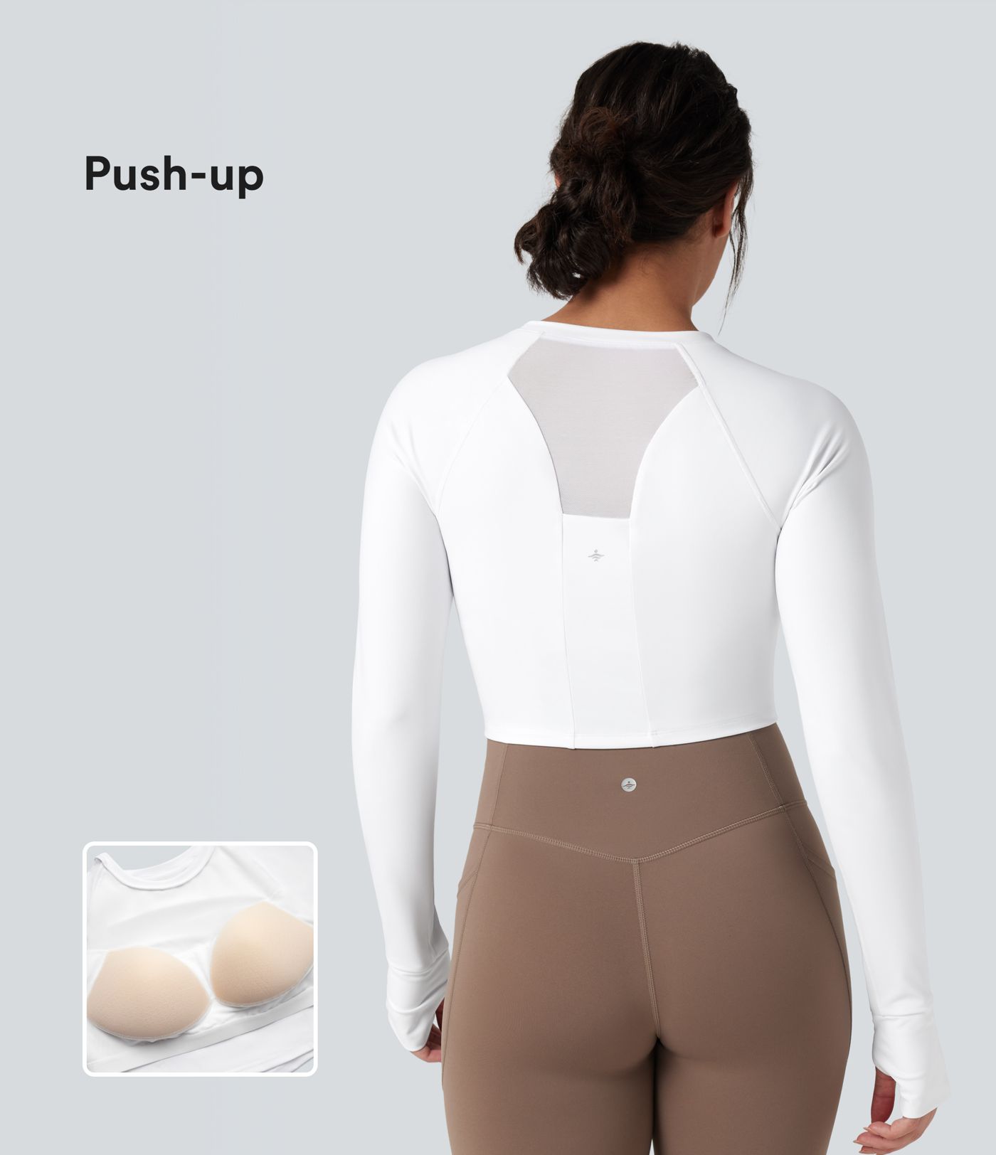 Haut de sport yoga SoftlyZero™ Airy push-up mesh contrastant effet frais InstantCool manches longues avec passe-pouces, protection solaire UPF50