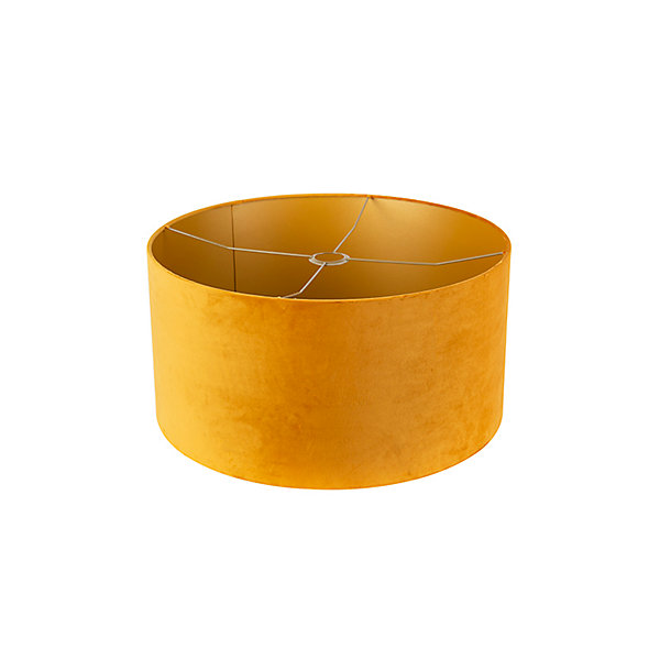 Abat-jour en velours jaune 50/50/25 avec intérieur doré