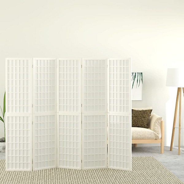 Cloison de séparation pliable 5 panneaux 200x170 cm Blanc vidaXL