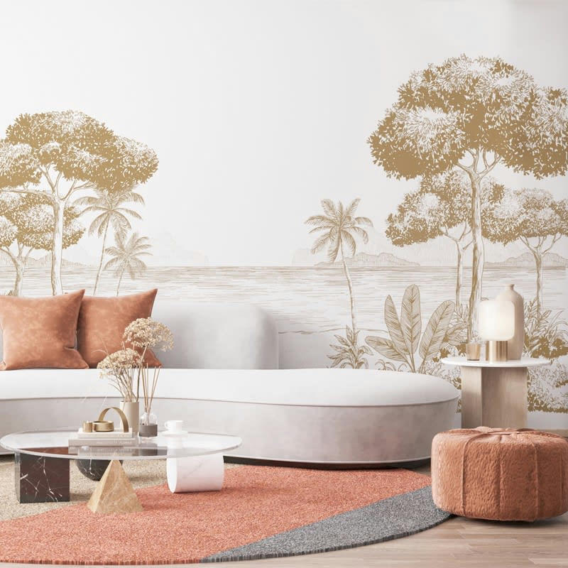 LA PLAGE PECAN - Papier Peint Panoramique L432xH270cm Marron Bord de mer