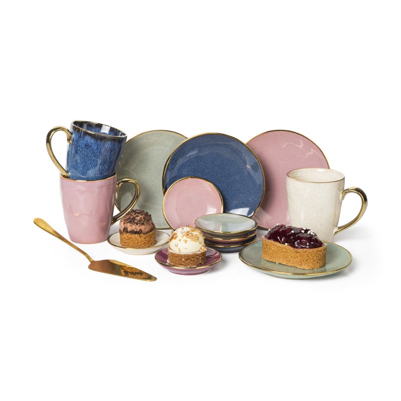 Mok met gouden oortje - blauw - 250 ml