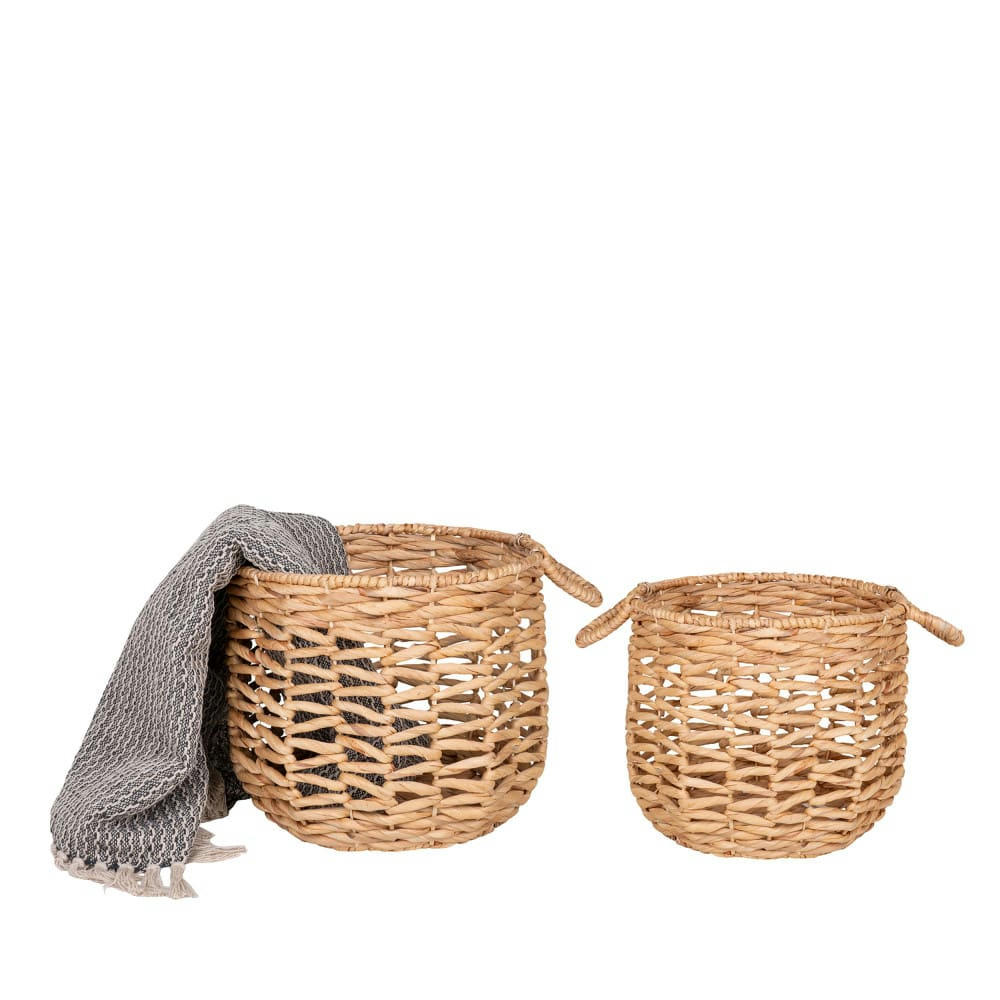 ADRA - Lot de 2 paniers en jacinthe d'eau naturel