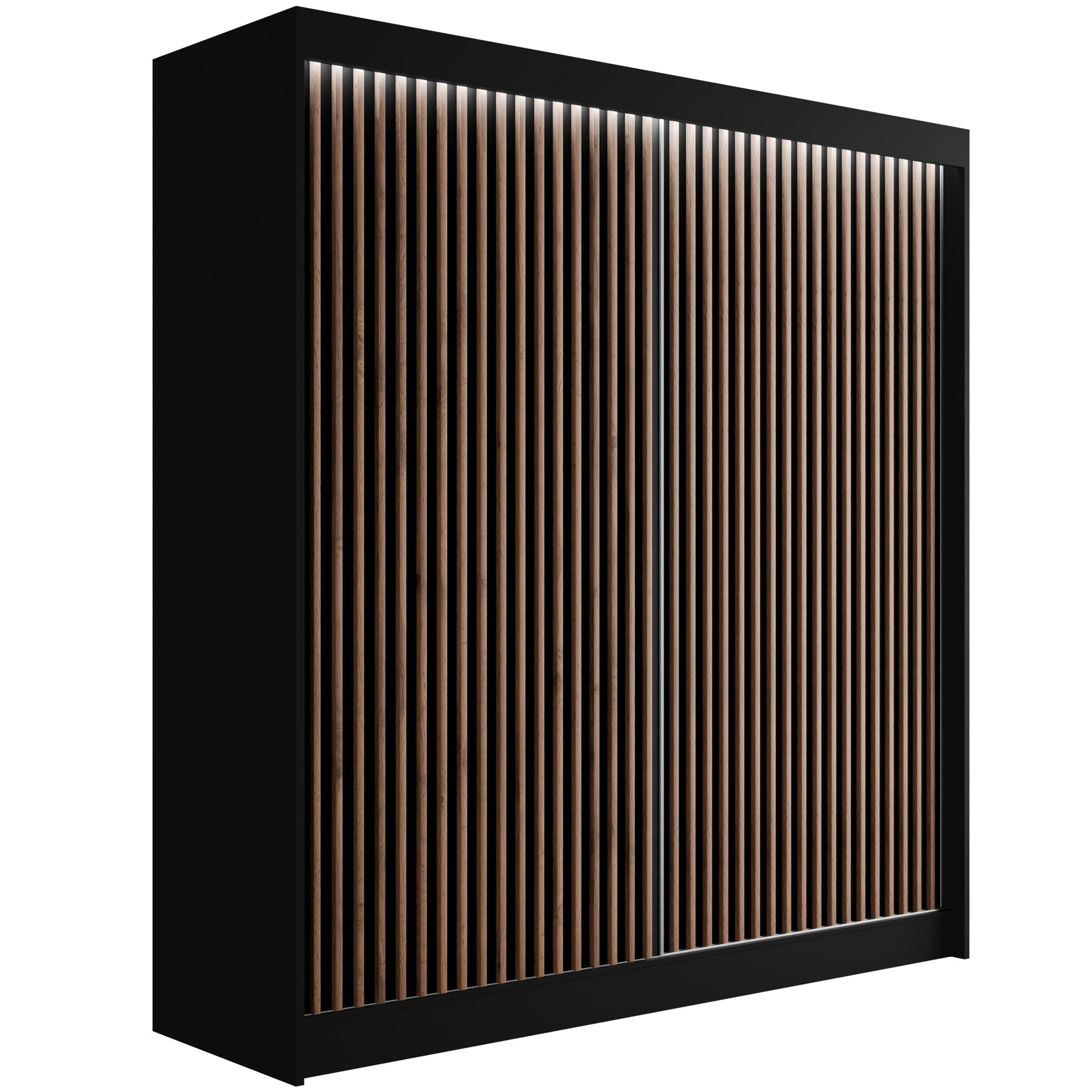 Szafa LED z drzwiami przesuwnymi i lamelami VILANv2 200 x 215 cm
