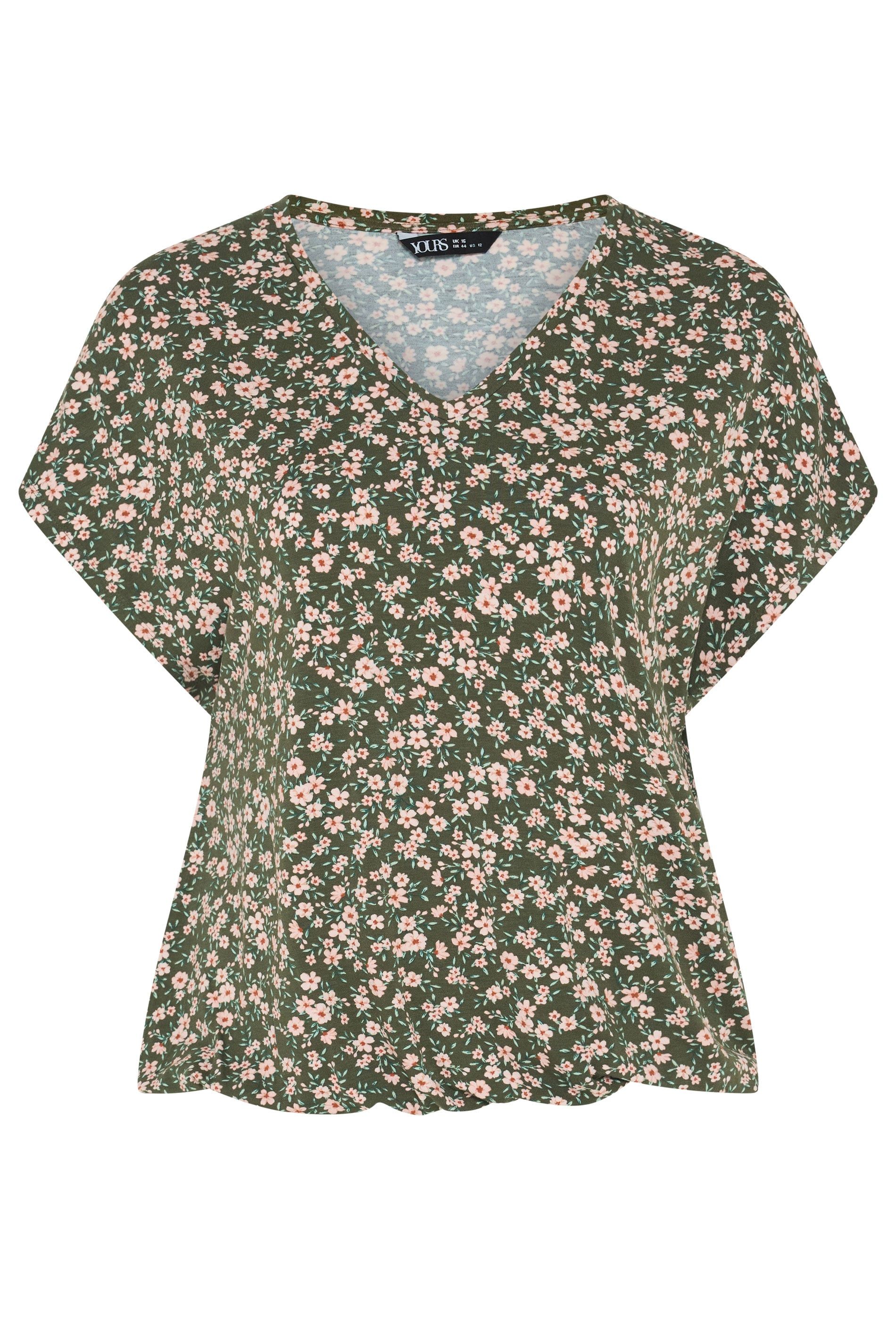 Yours Floral Elasticated Hem T-Shirt
