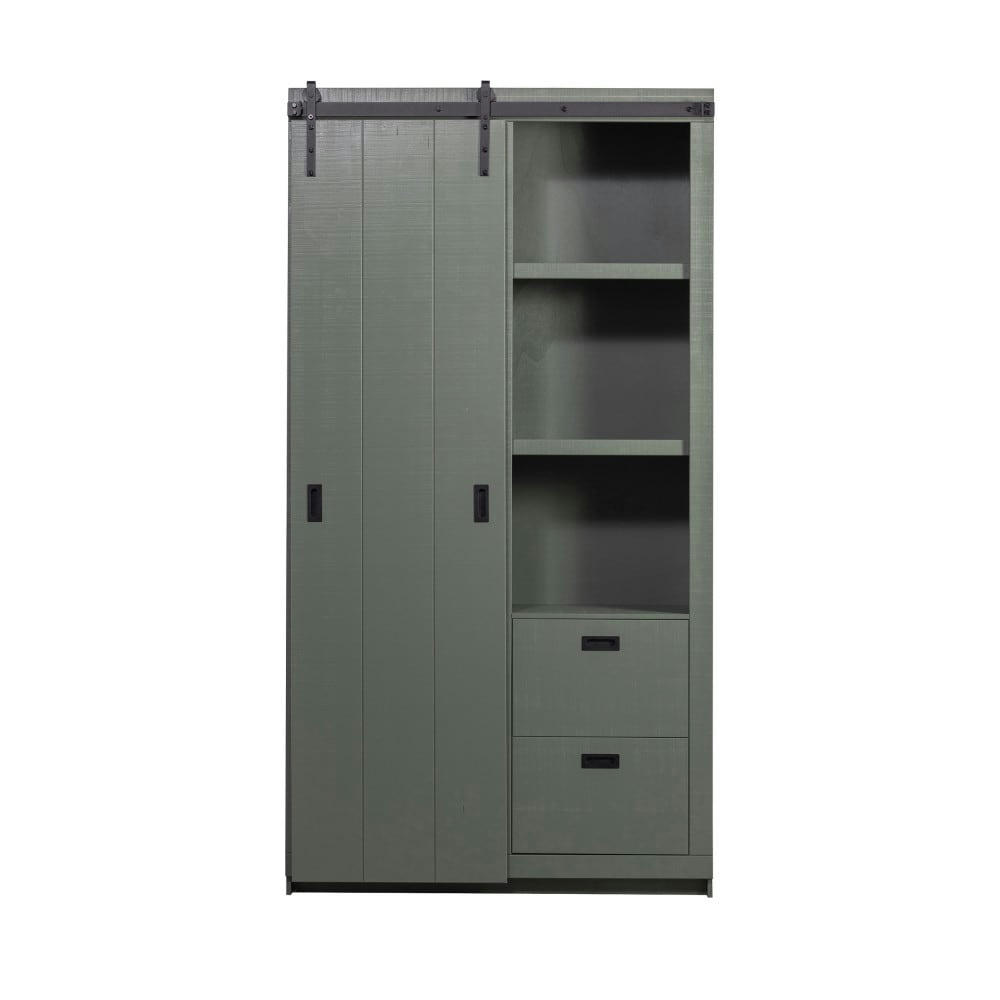SLIDE - Armoire avec porte coulissante L122cm vert olive