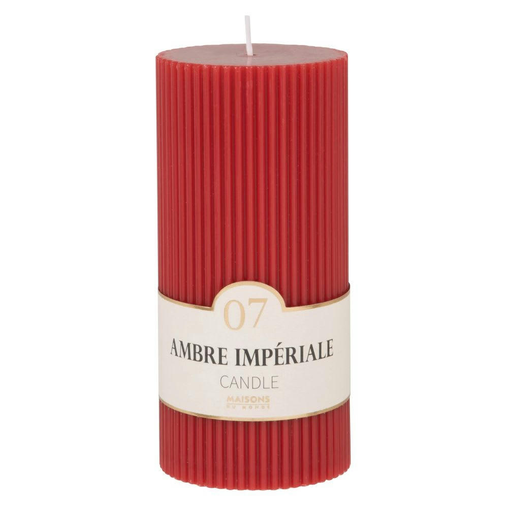 COLORAMA - Bougie striée parfumée rouge H15, 500g