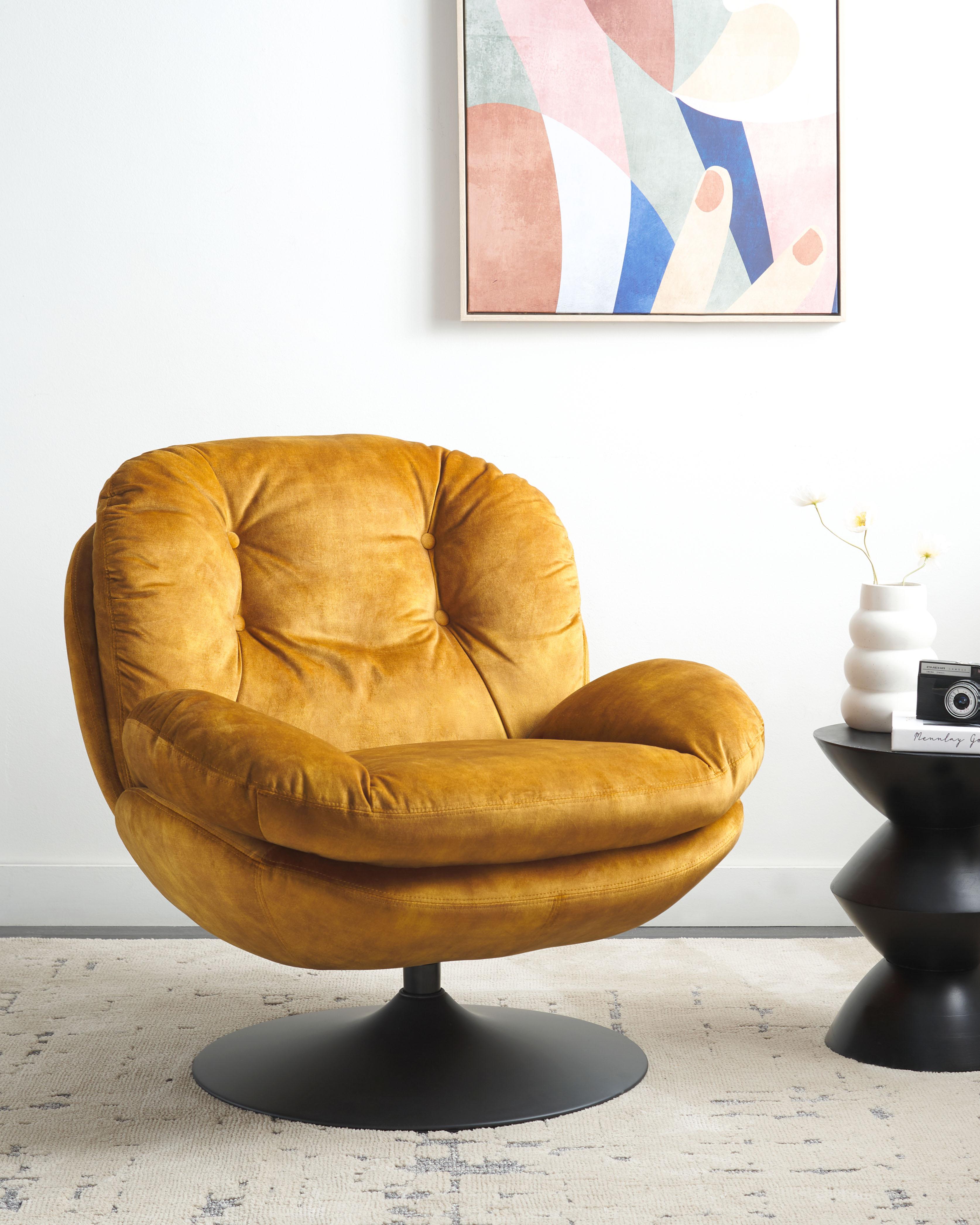 Swivel Armchair NOLVIK Velvet Mustard