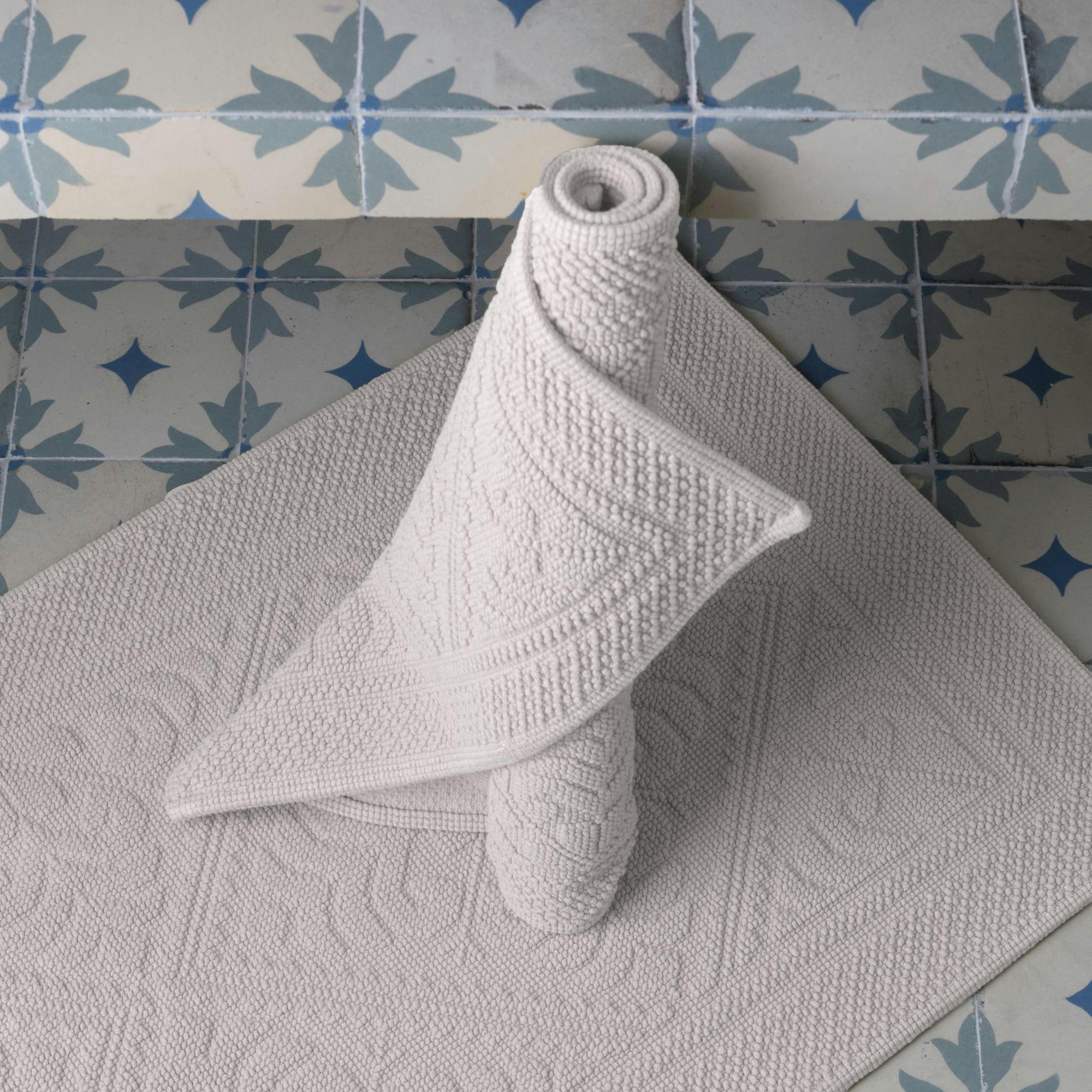 ENZO - Tapis de Bain  en coton neige 54 x 64