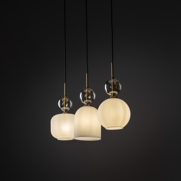 Lampa Wisząca Tk Lighting Sophia Listwa Koniakowa Biała Kulka Ryflowane