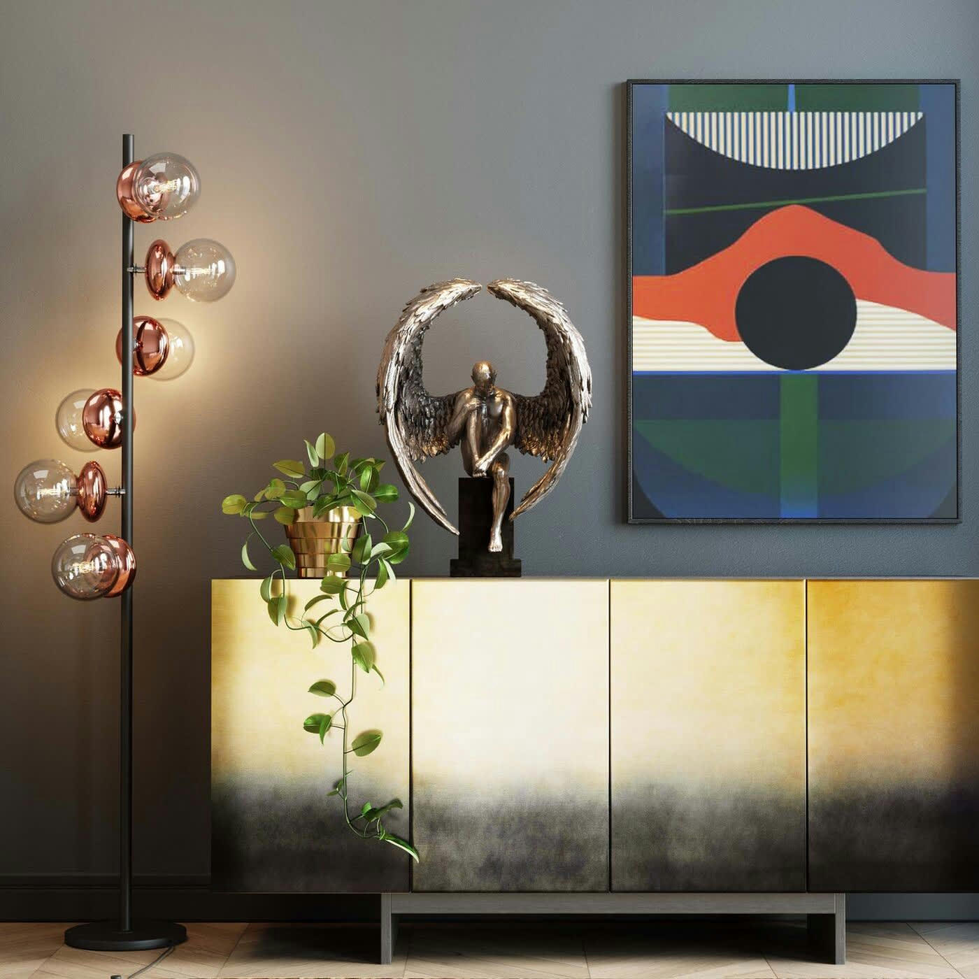 - Statue ange assis en bronze et polyrésine H63