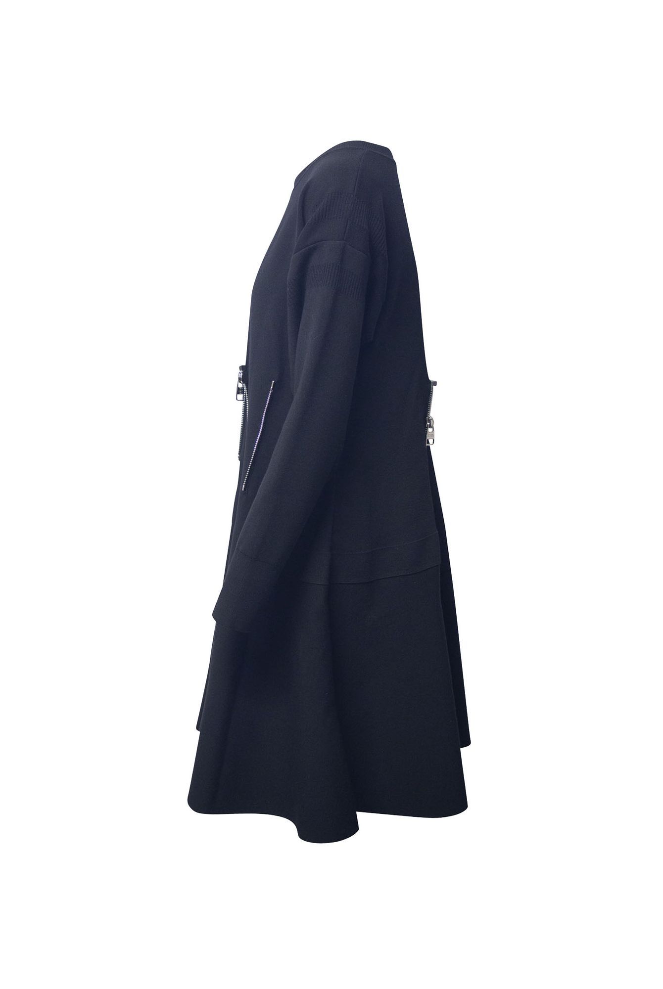 Alexander McQueen Preloved Pintuck Zip Dress in Black Wool