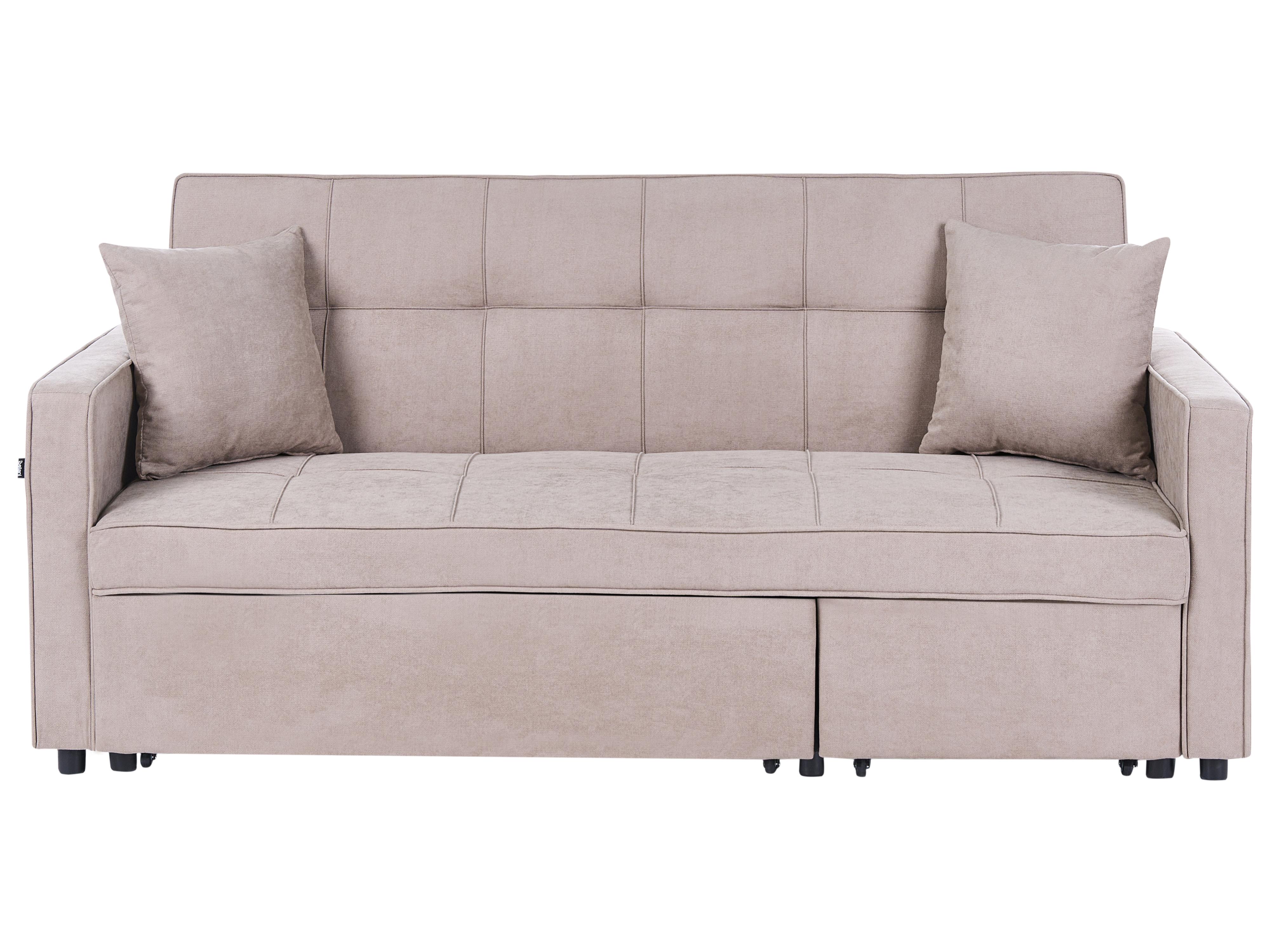 Sofa Bed 3 Seater GLOMMA Fabric Taupe