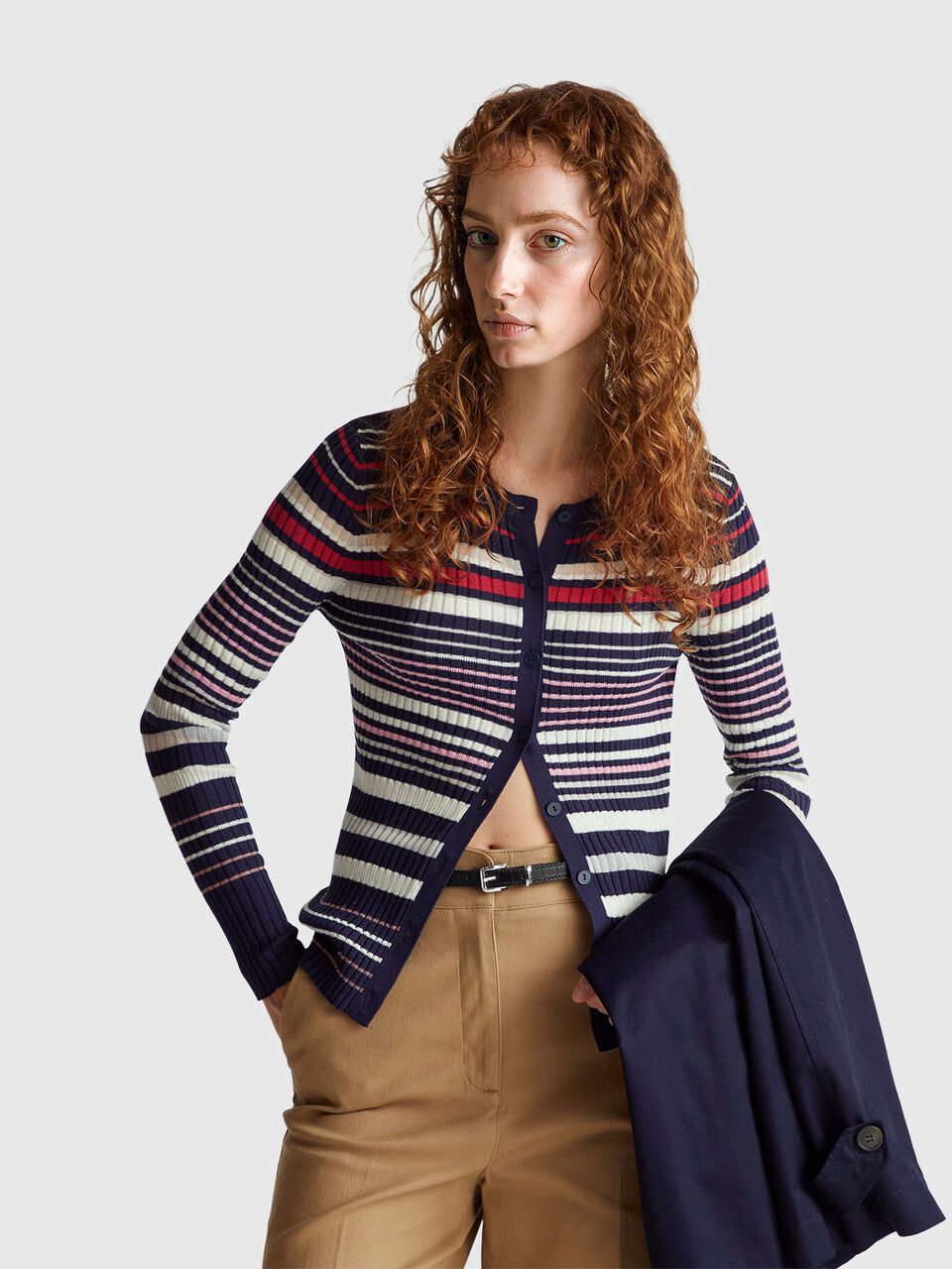 Striped cardigan in viscose blend