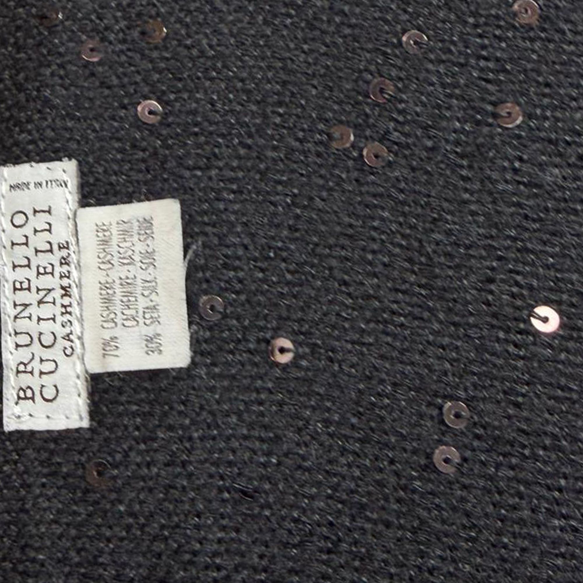 Brunello Cucinelli Preloved Sequined Scarf Black Cashmere