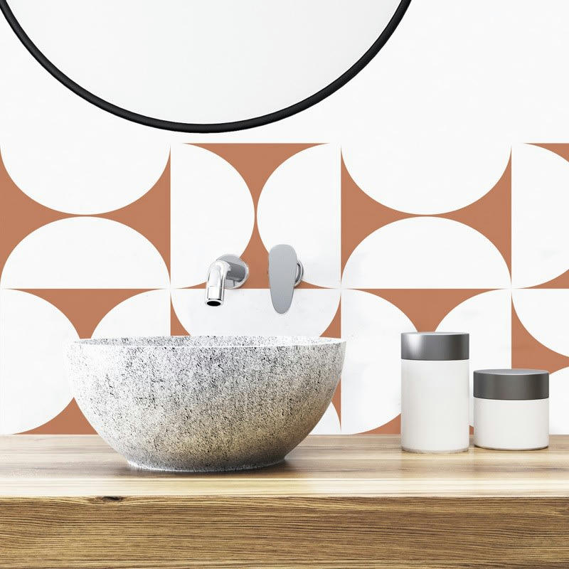 EQUILIBRE TERRACOTTA - Bandeau PVC lot de 2 : L 70cmxH 30cm Terracotta Graphique Vintage