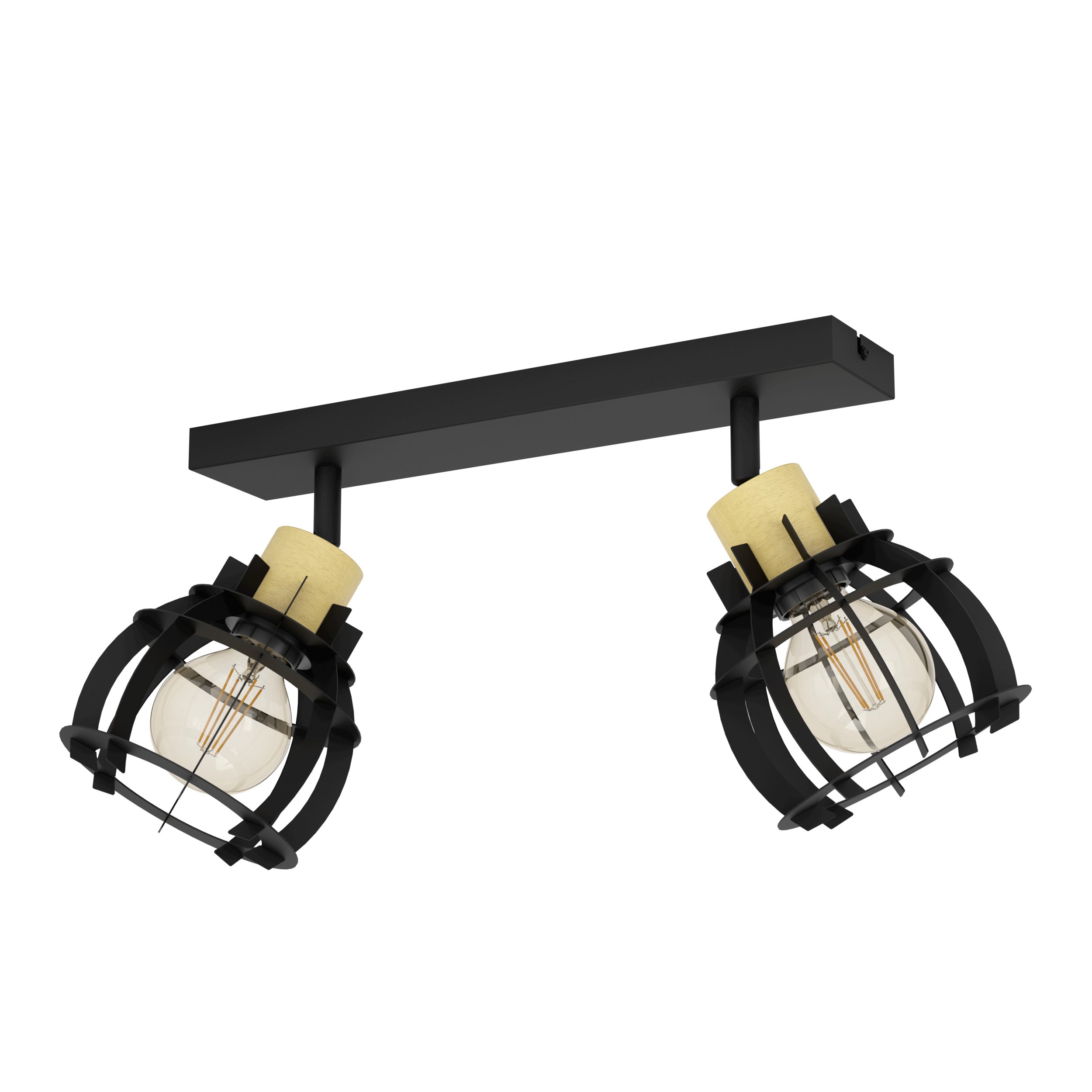 EGLO spot Stillington 1 - e27 - 42 cm - zwart/bruin - hout/staal