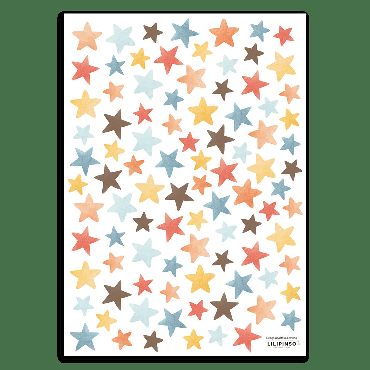 GENTLE FRIENDS - Stickers muraux étoiles multicolores en vinyle mat multicolore