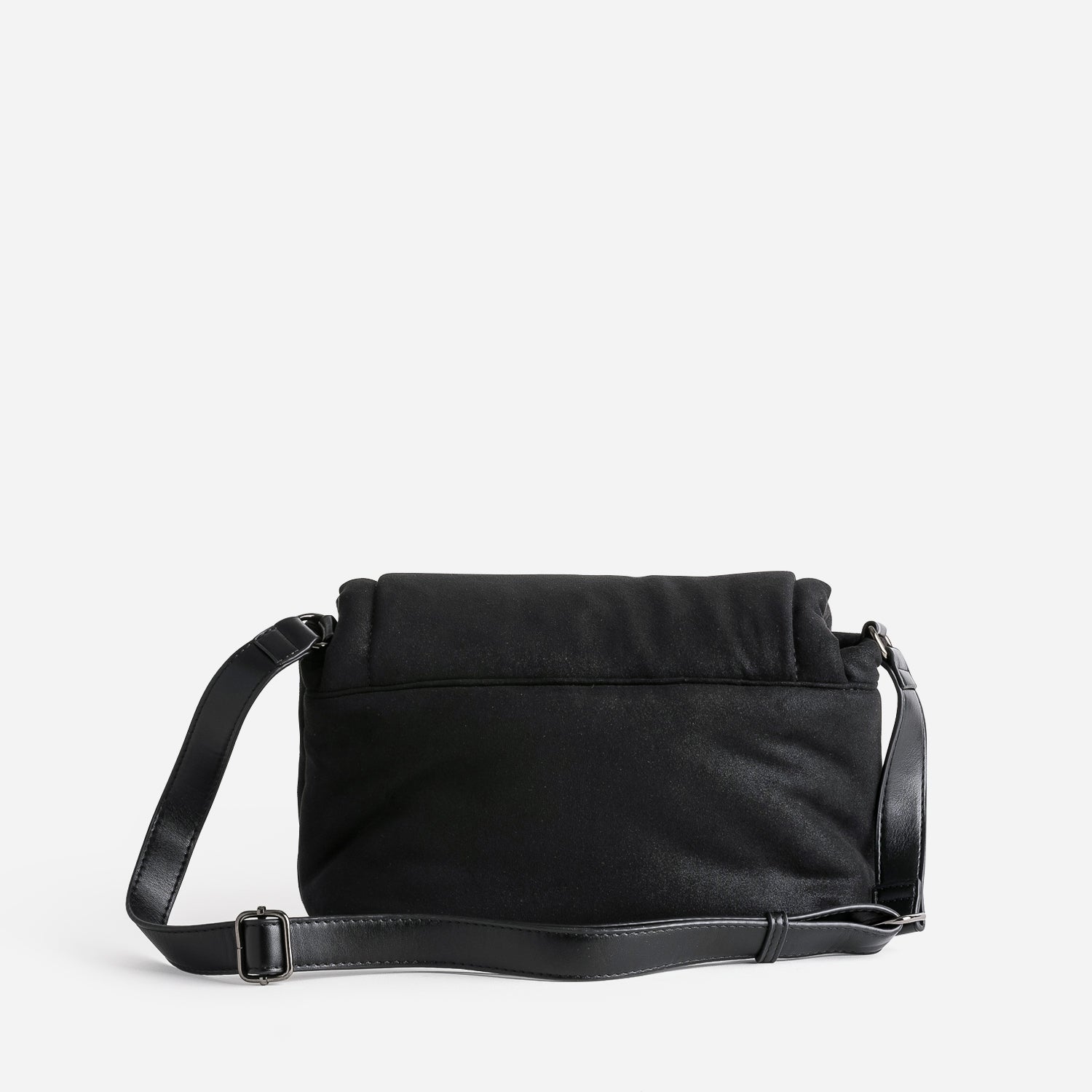 Sac bandoulière TEXTO noir irisé textile suédé