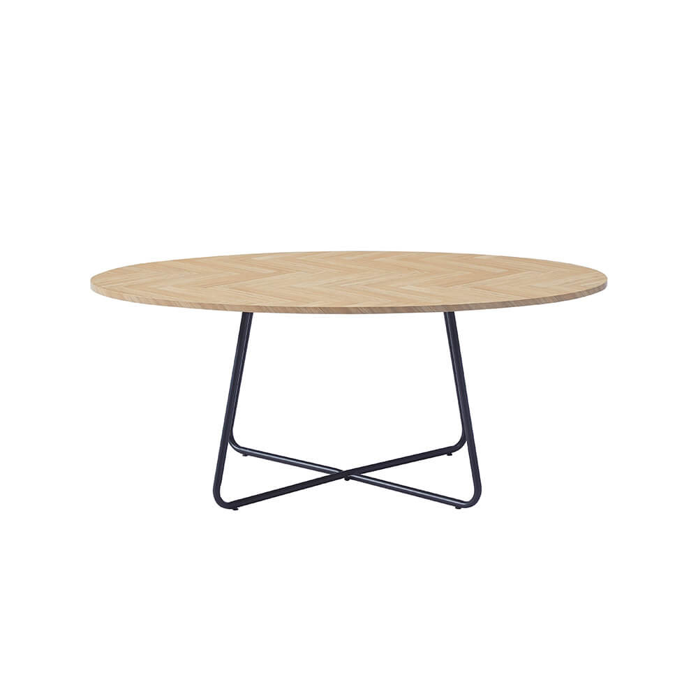 HOME DELUXE - Salontafel ovaal NOVARIS 110 x 66 x 47 cm - Visgraat Eiken