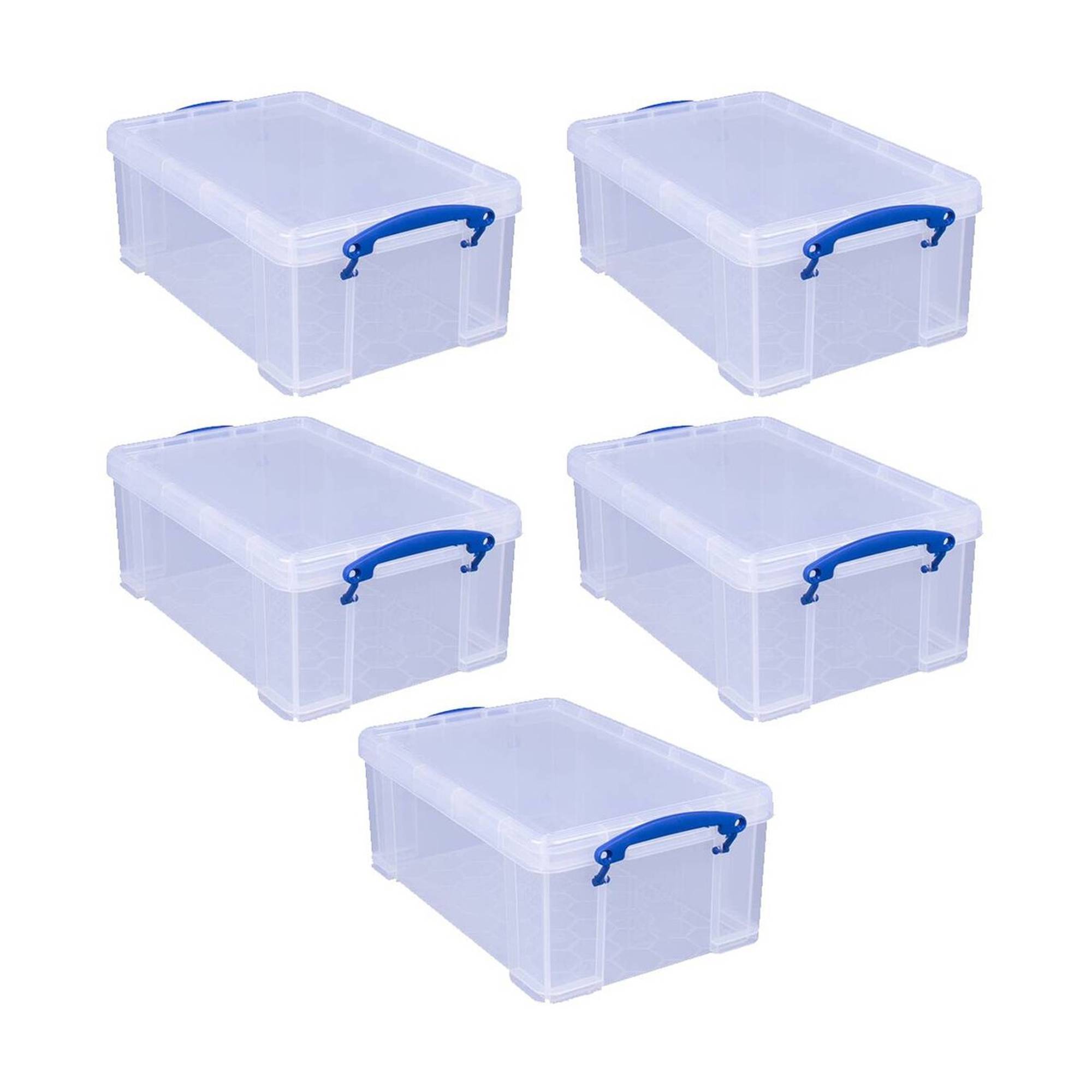 Really Useful Clear Box 9 Litres 5 Pack Bundle