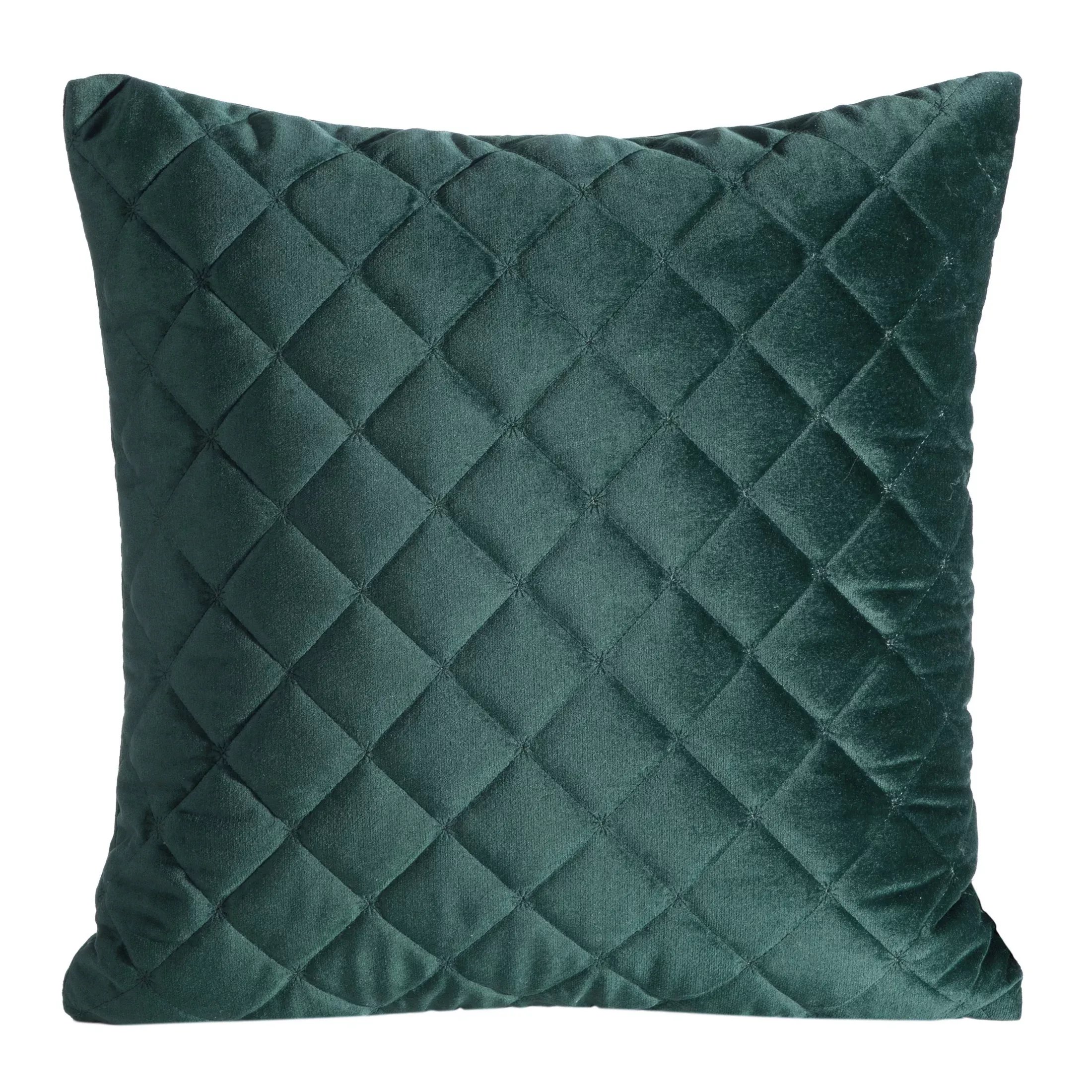 Poszewka na poduszkę 45x45 cm welwetowa ciemnozielona pikowana metodą tradycyjnego szycia RIA 1 Eurofirany Premium