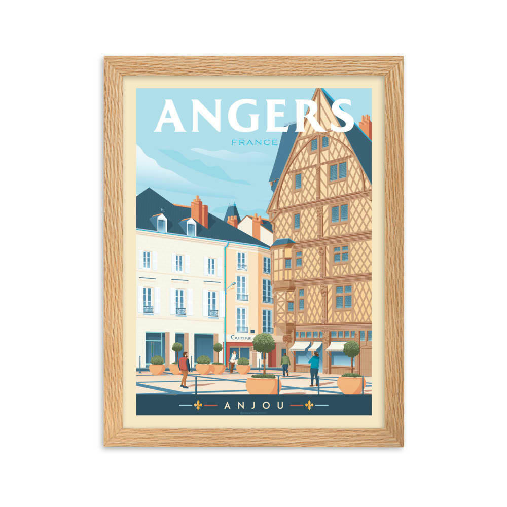 - Affiche Angers Maison d'Adam avec Cadre (Bois) 21x29,7 cm