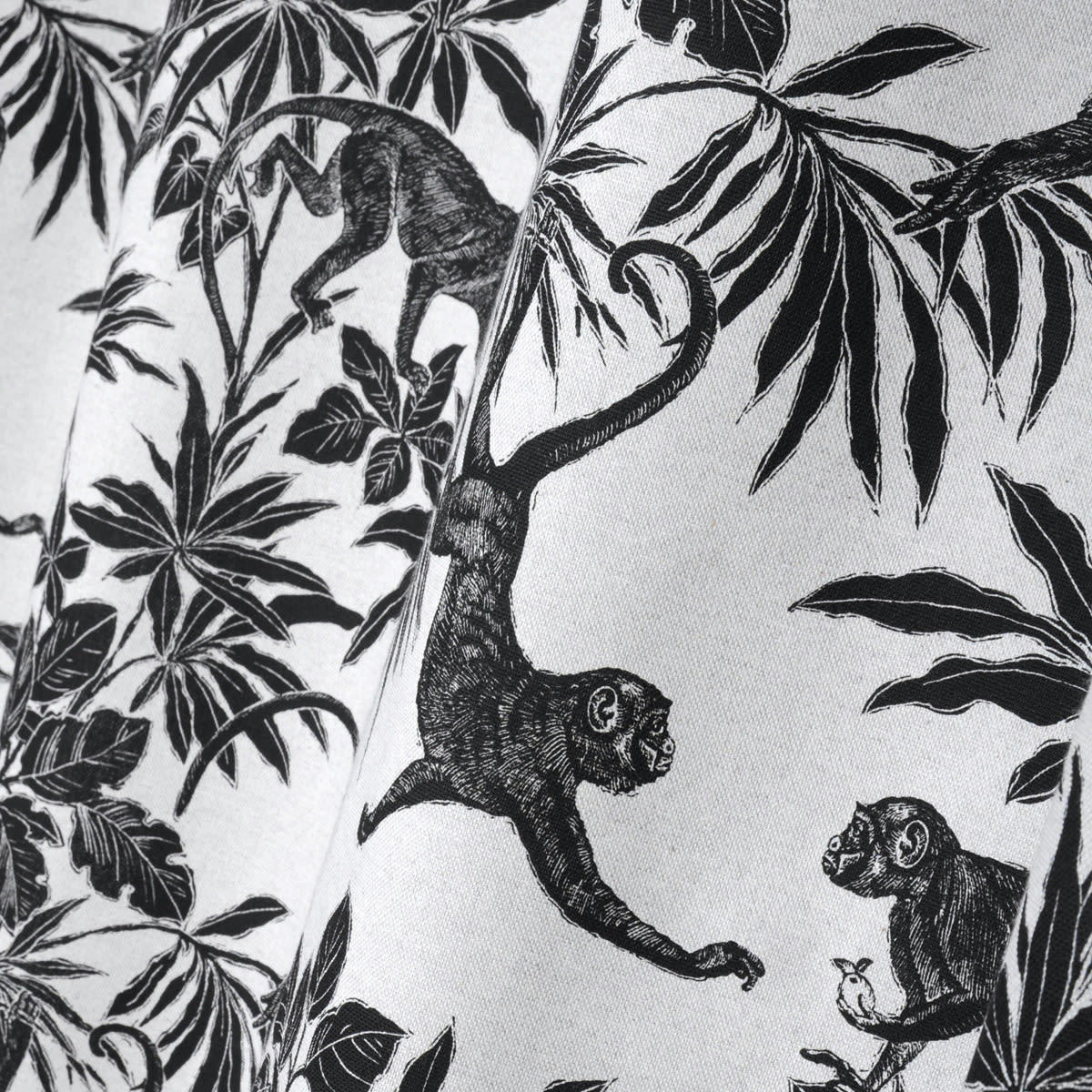 - Rideau d'ameublement imprimé jungle en n&b coton noir 135x250 cm