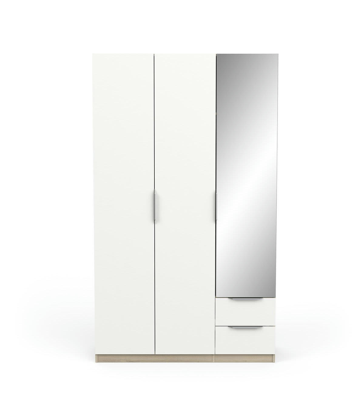 GHOST - Armoire 3 portes, 2 tiroirs et 1 miroir - L119,4 cm