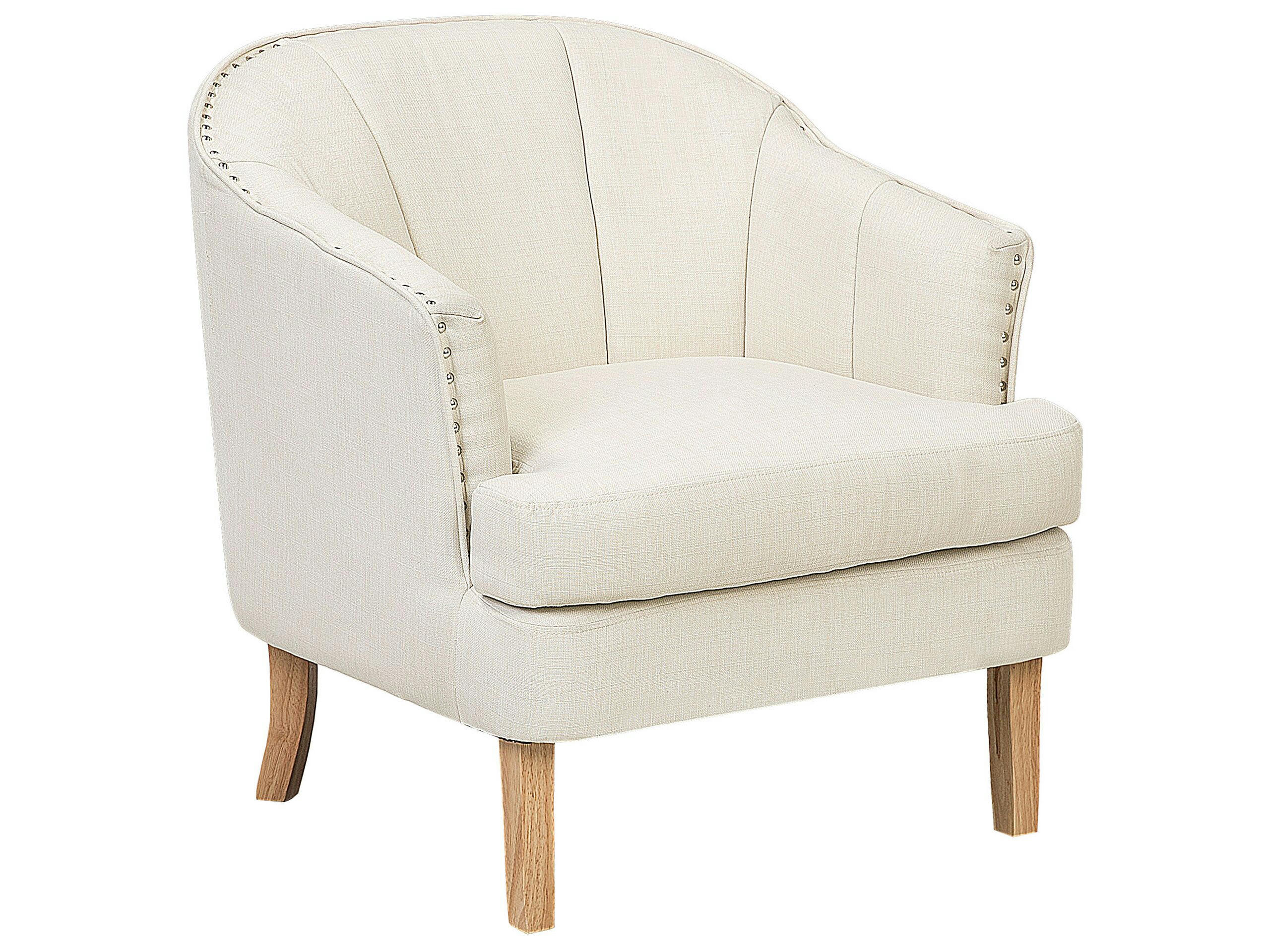ELVERUM - Fauteuil en tissu tapissé beige
