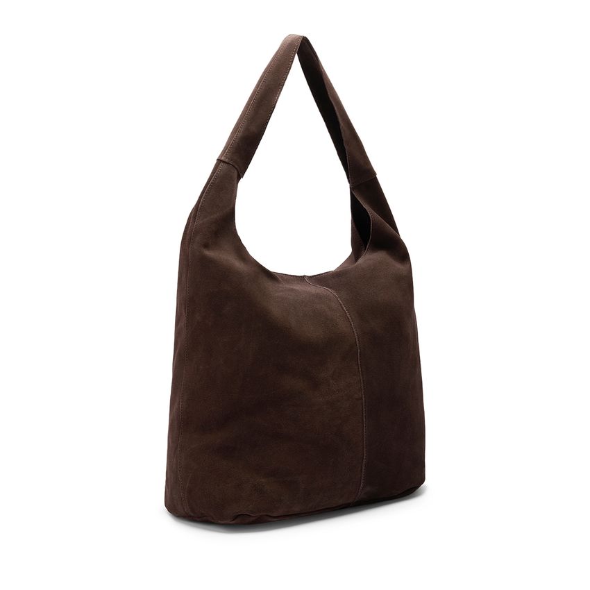 Manfield Donkerbruine suède shopper