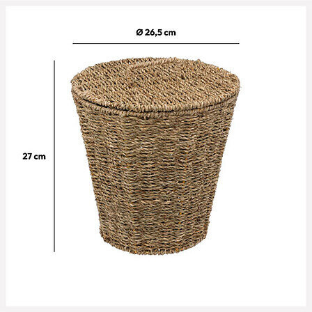 KOSZ PLECIONY Z TRZCINY 9L z pokrywką w stylu boho