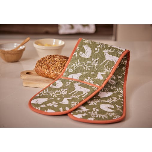 Ulster Weavers Double Oven Glove Forest Friends Sage | 88 x 18cm