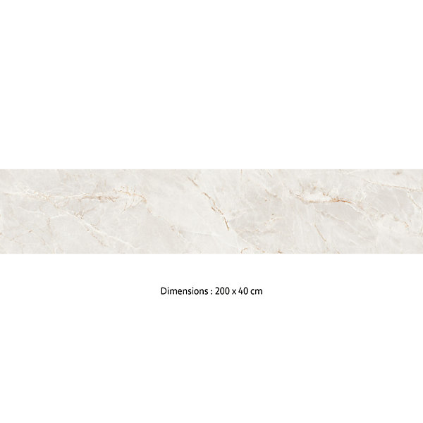 Crédence cuisine adhésive en vinyle imitation marbre beige, 200 x 40 cm, design raccordable