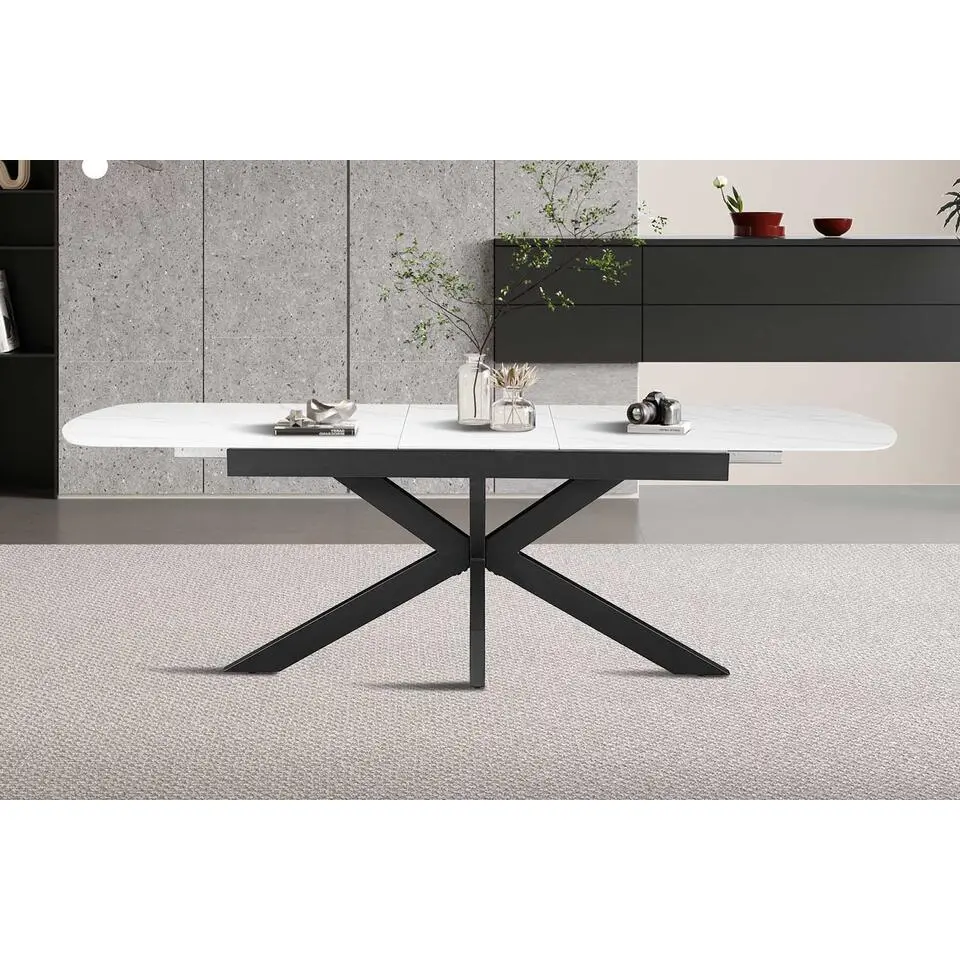 Verlengbare eettafel Hestia - 180/220x90x76cm - gesinterde steen - marmer