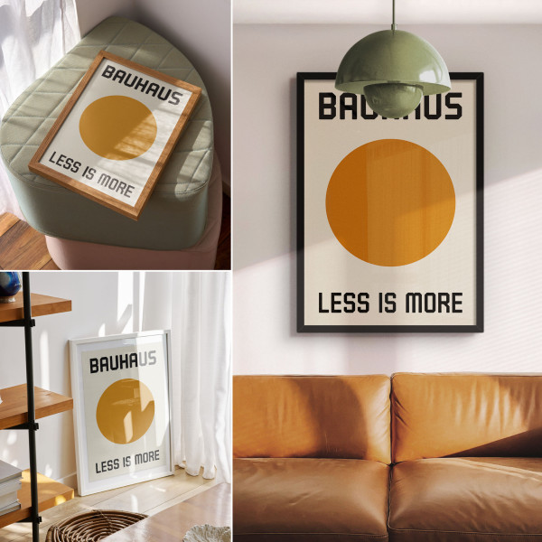 Plakaty canvas A4 Minimalizm koło Bauhaus kremowe tło geometria