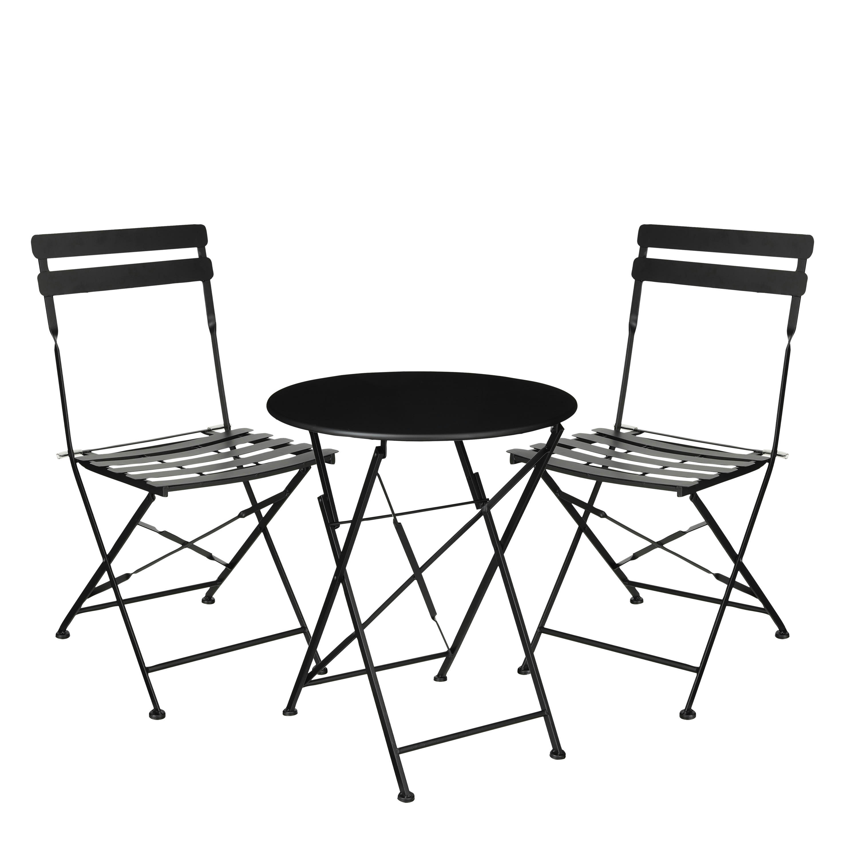 LAURENCE - Ensemble jardin bistro 3 pièces en metal noir