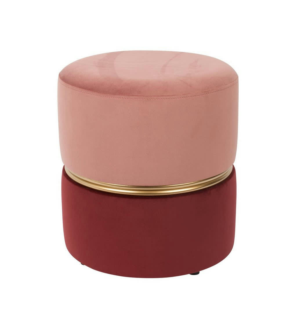 ART DECO - Tabouret pouf velours rose
