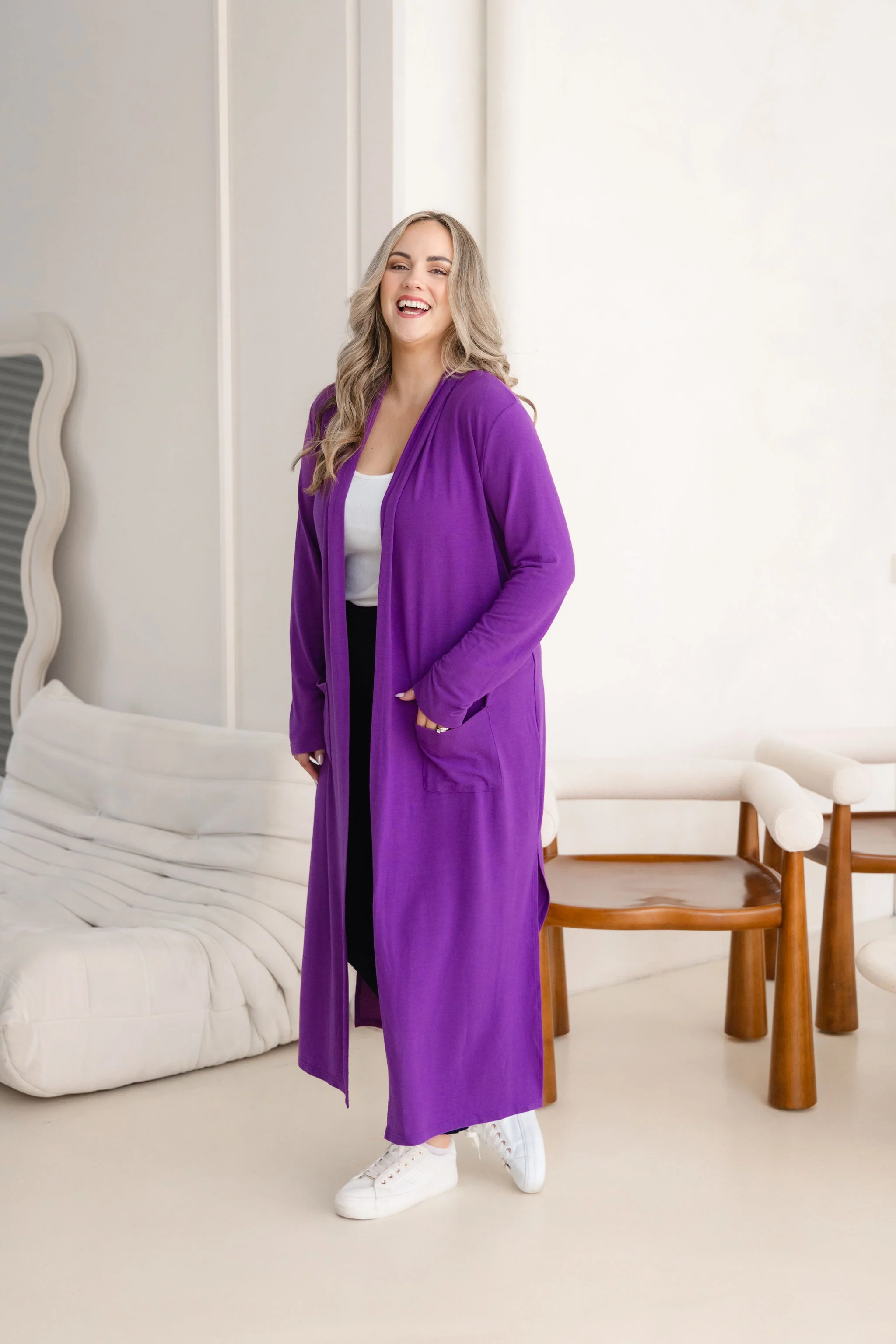 Jane Cardi Maxi Length in Purple