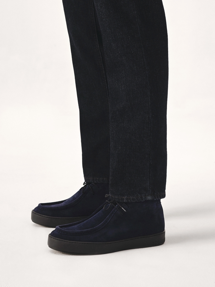 Navy blue suede chukka sneakers