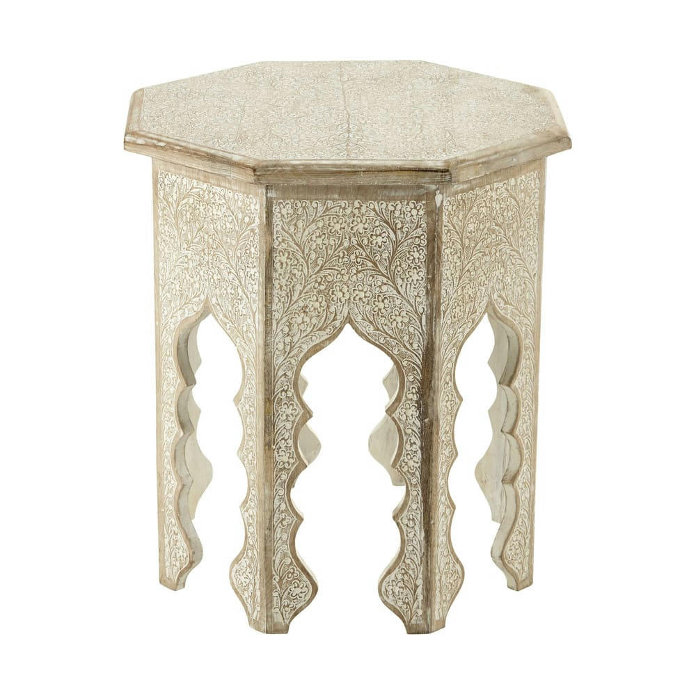 Patna - Bout de canapé en bois blanchi L 49 cm PATNA