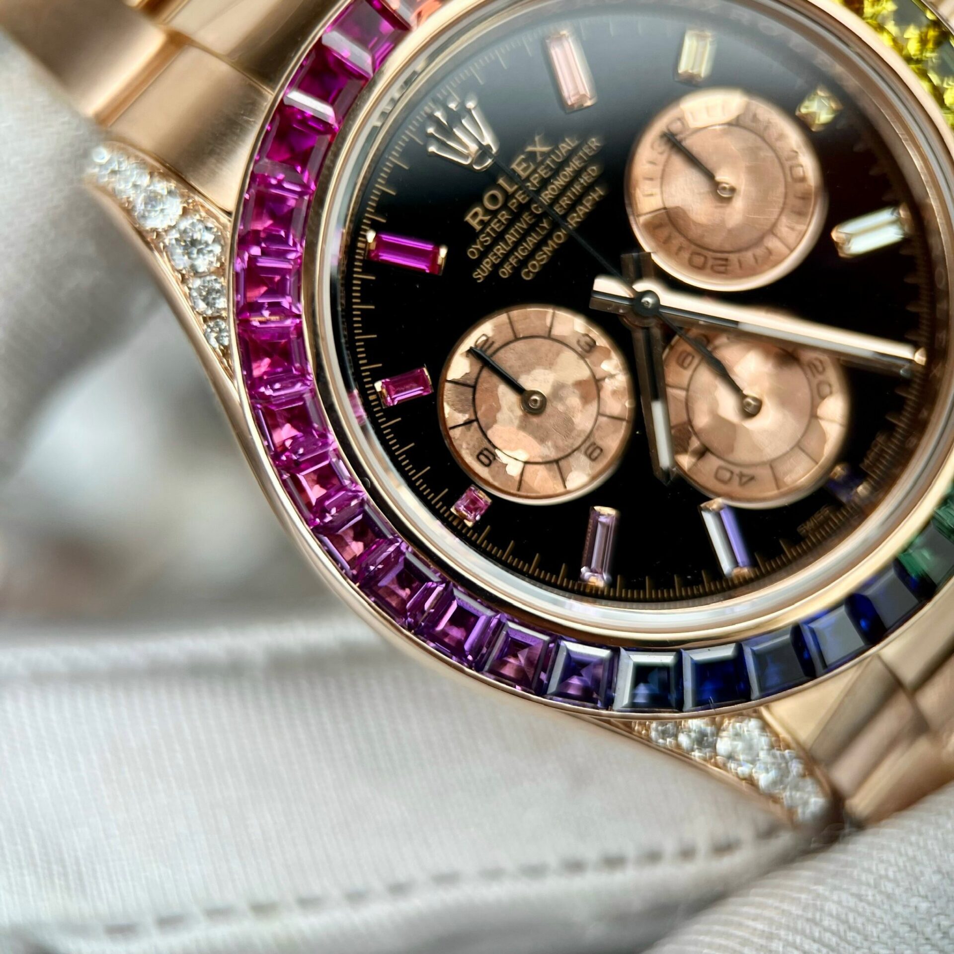 Rolex Daytona 116595RBOW Rainbow RG Plated Black Dial With Diamonds 40mm Oyster Super Clone