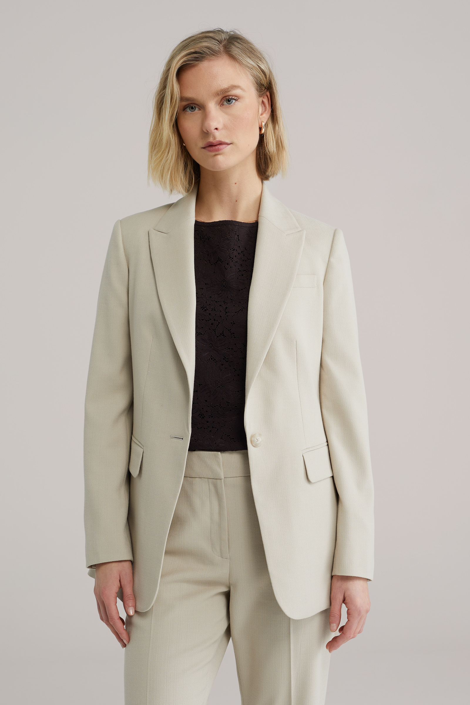 Dames regular fit blazer met structuur