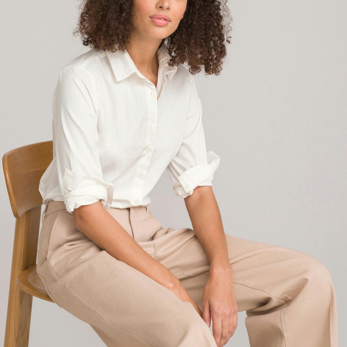 Chemise coupe cintrée, manches longues coton bio