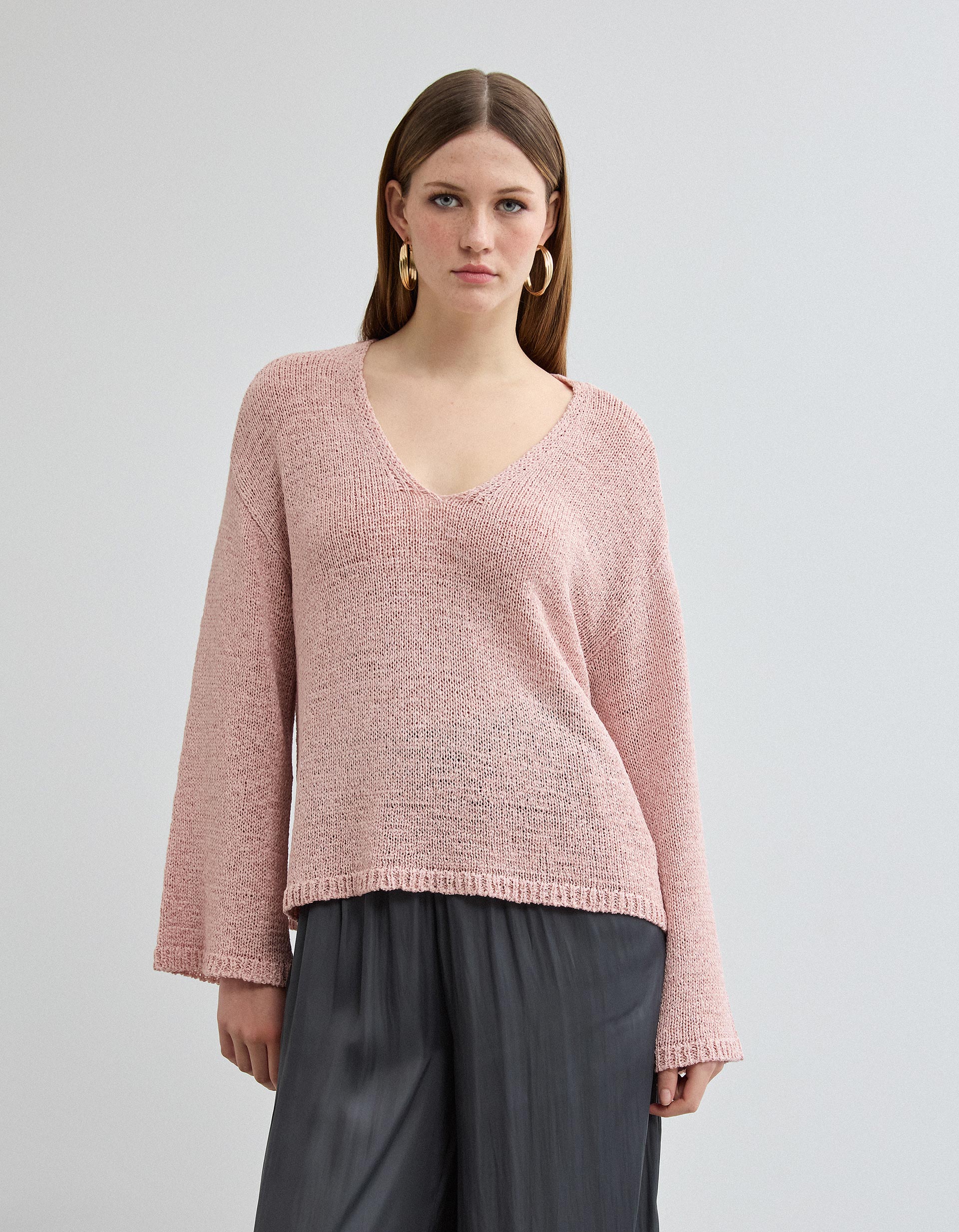 Camisola de Malha, Mulher, Rosa Claro