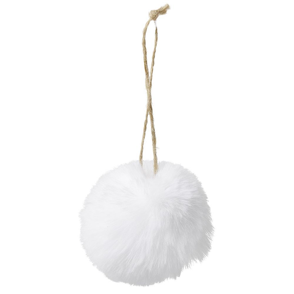 Boule de No&euml;l fourrure blanche Ø6cm