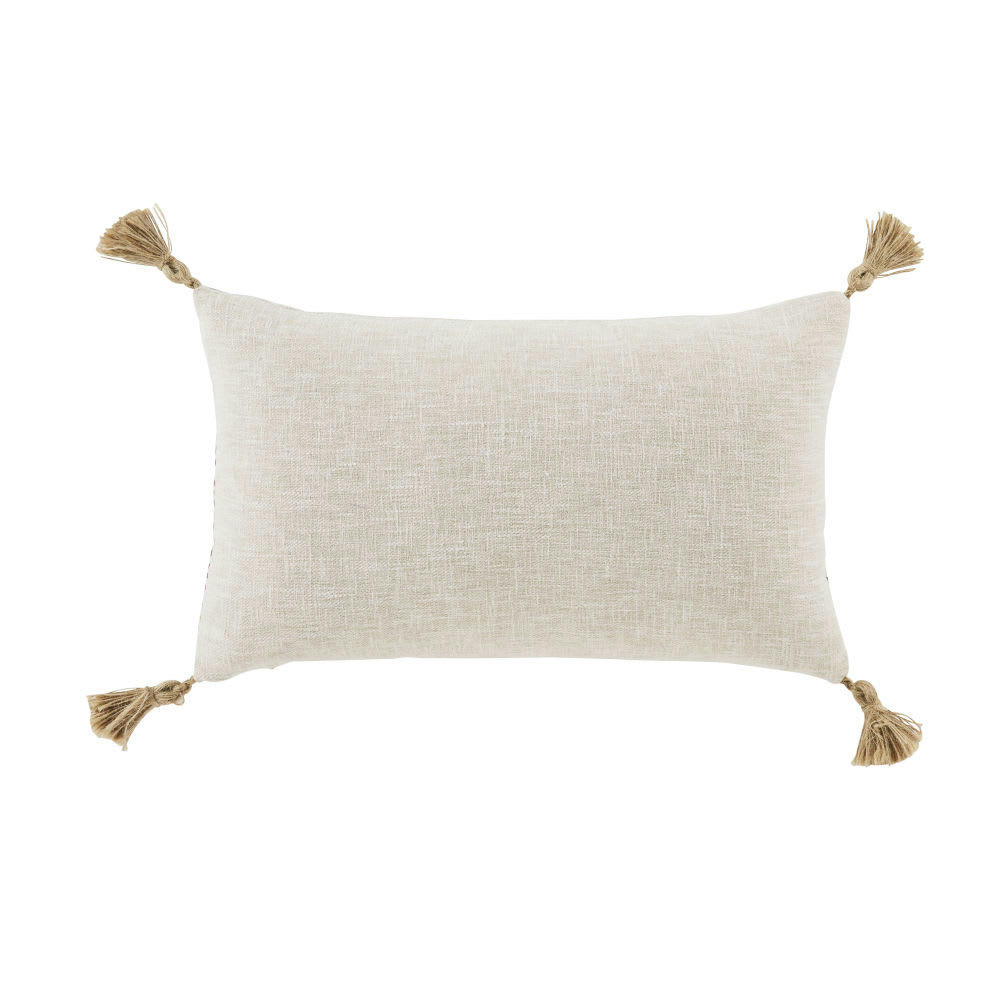 ZECA - Coussin imprimé tropical écru et multicolore 30x50