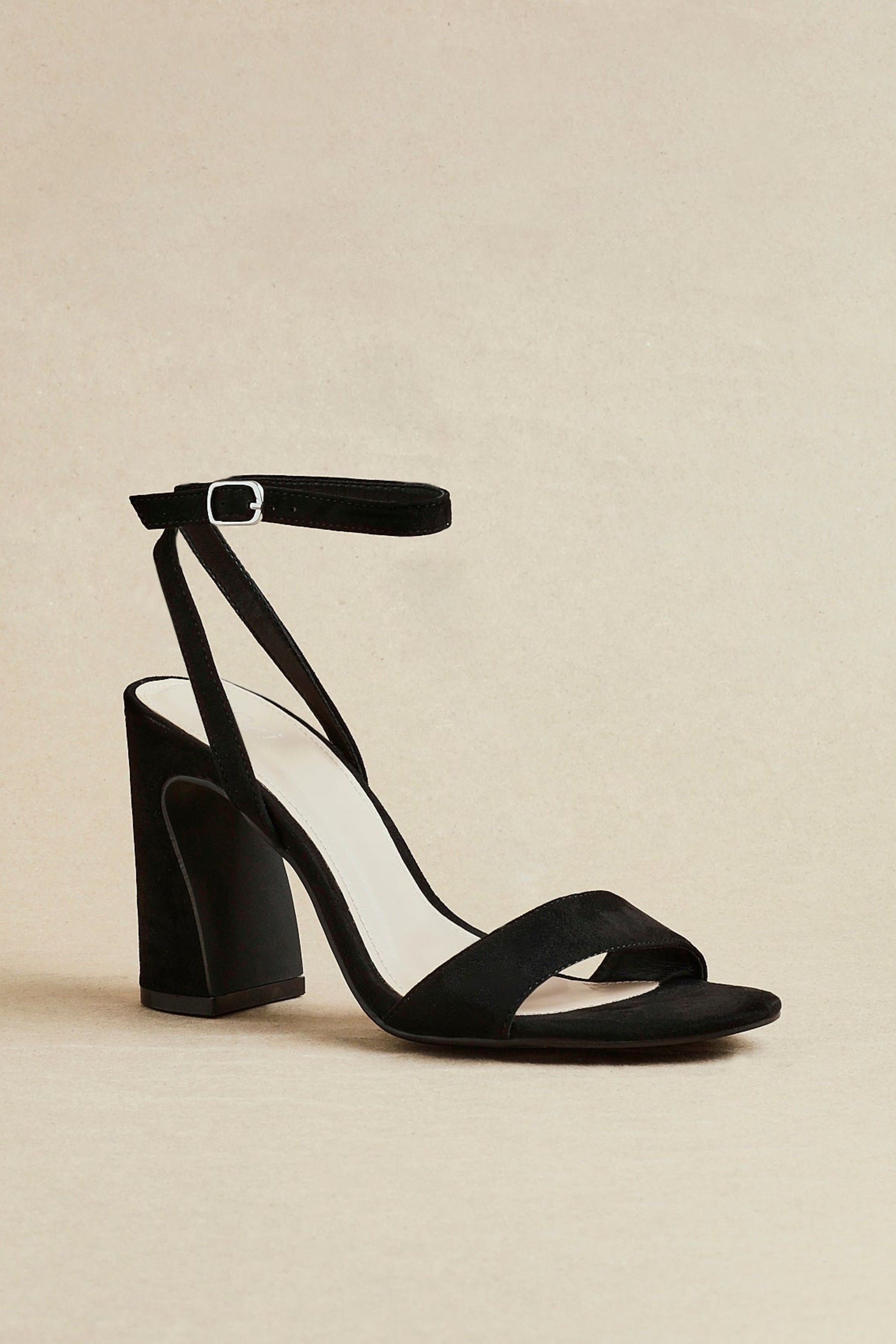 Linzi Trance Black Faux Suede Block Heel